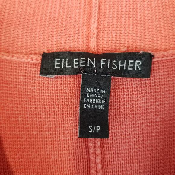 Eileen Fisher Cardigan Womens Small Coral Silk Organic Cotton Interlock Knit - Picture 4 of 9